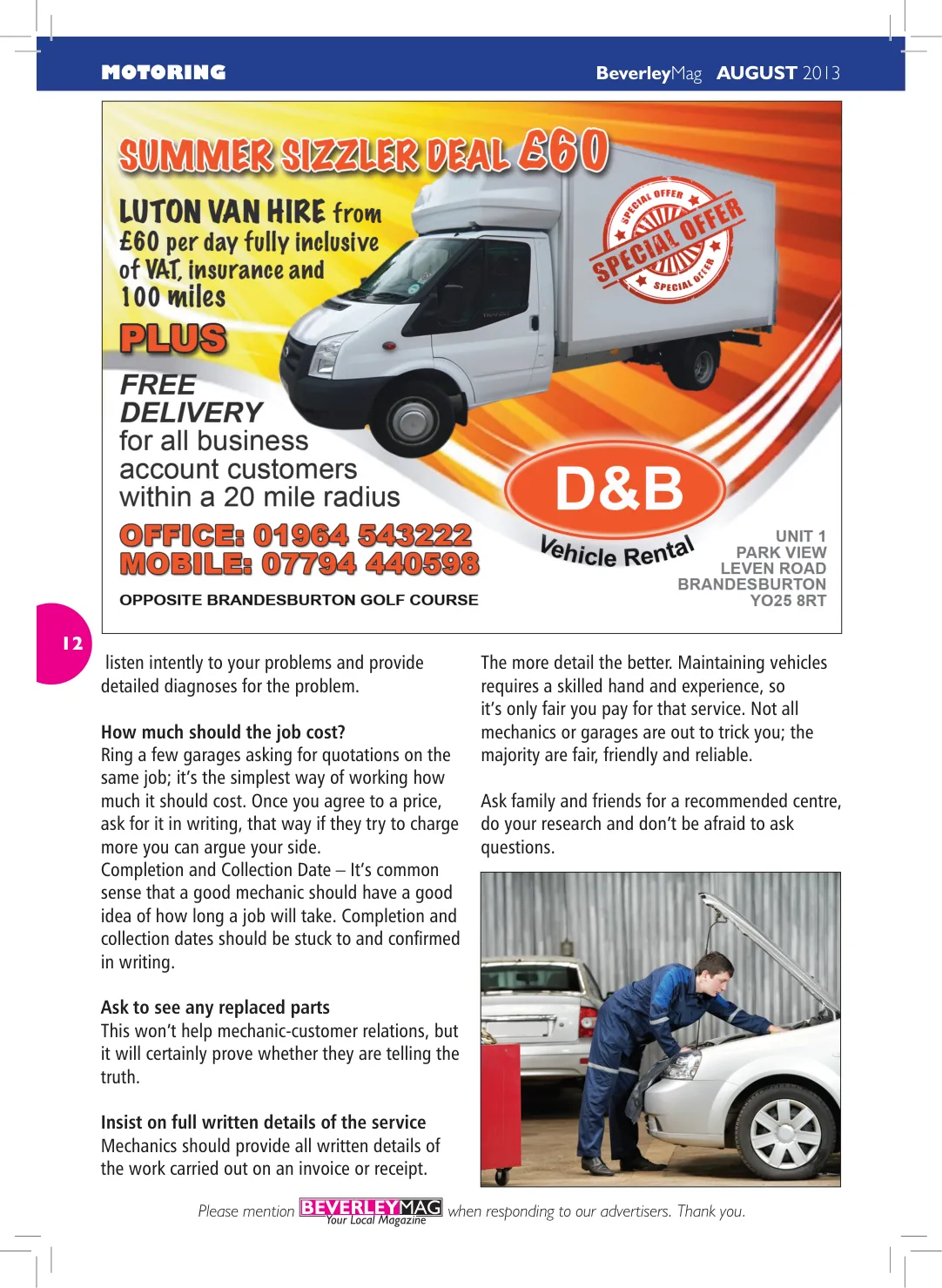 Beverley Magazine — August 2013 — Page 12 of 32