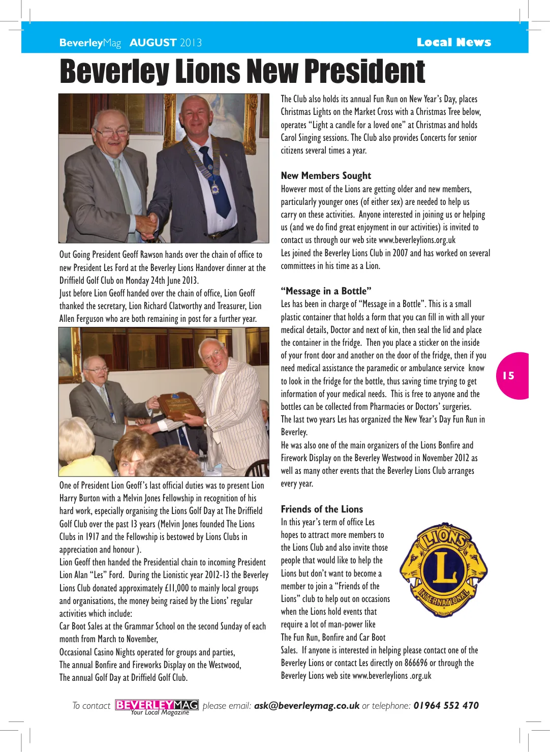 Beverley Magazine — August 2013 — Page 15 of 32