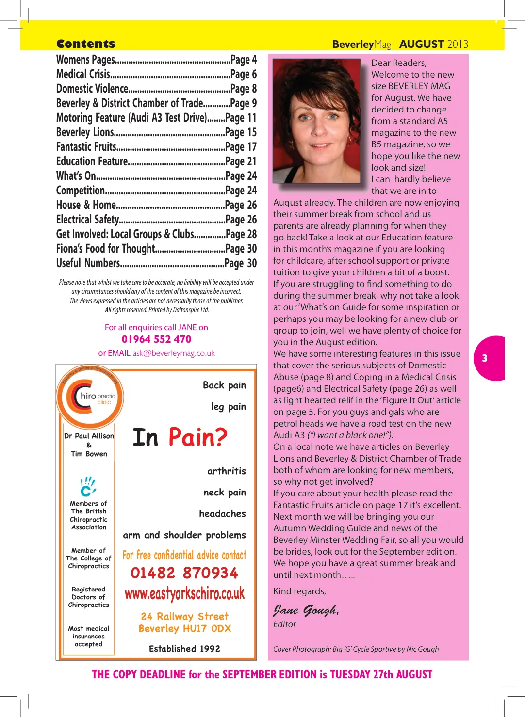 Beverley Magazine — August 2013 — Page 3 of 32