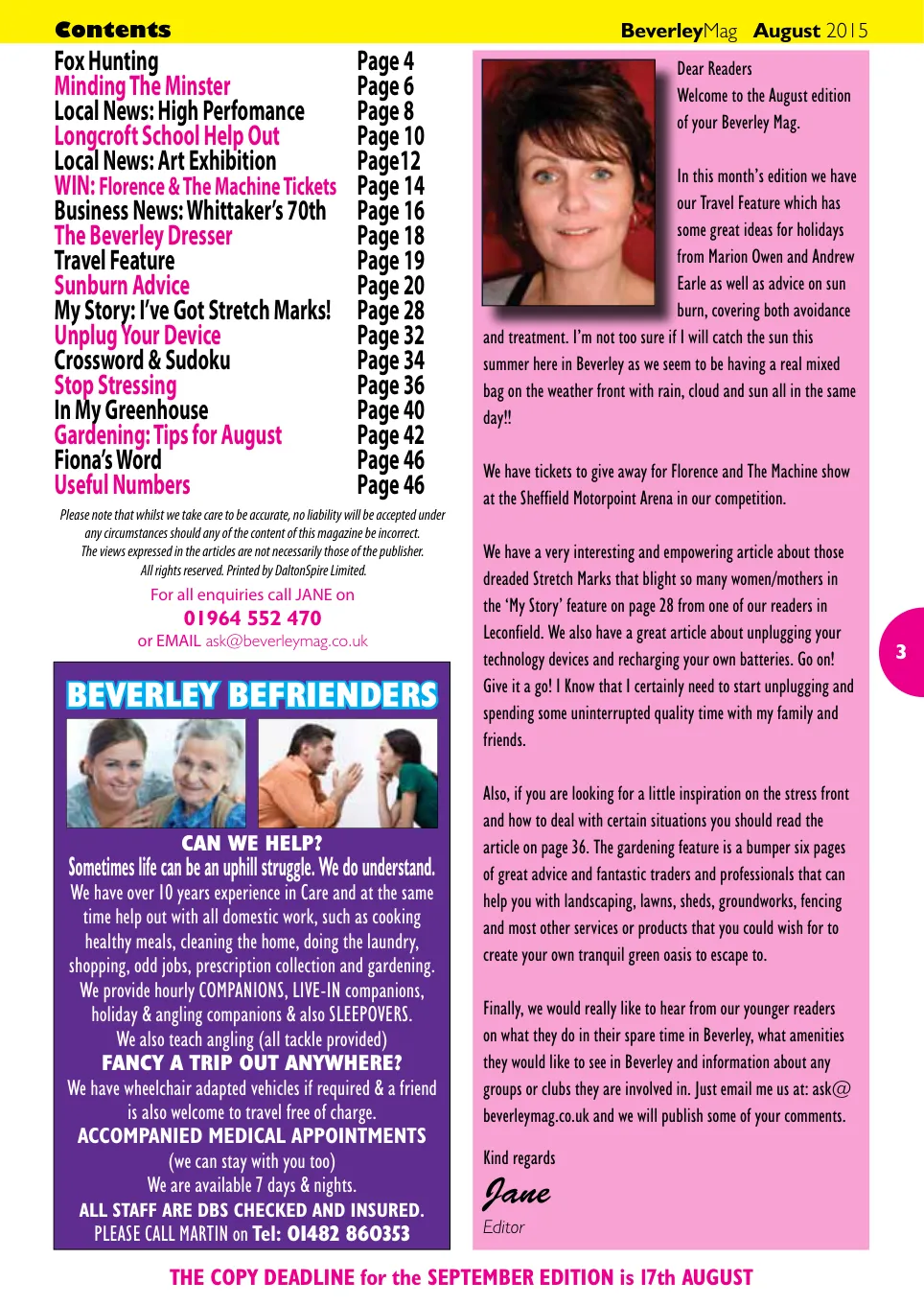 Beverley Magazine — August 2015 — Page 3 of 48