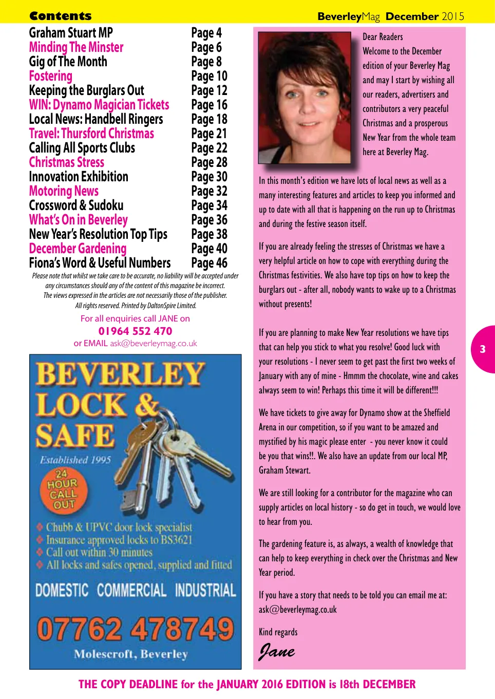 Beverley Magazine — December 2015 — Page 3 of 48