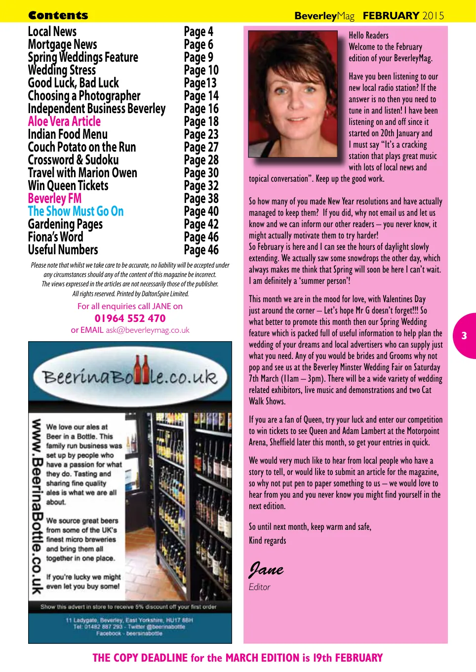 Beverley Magazine — February 2015 — Page 3 of 48