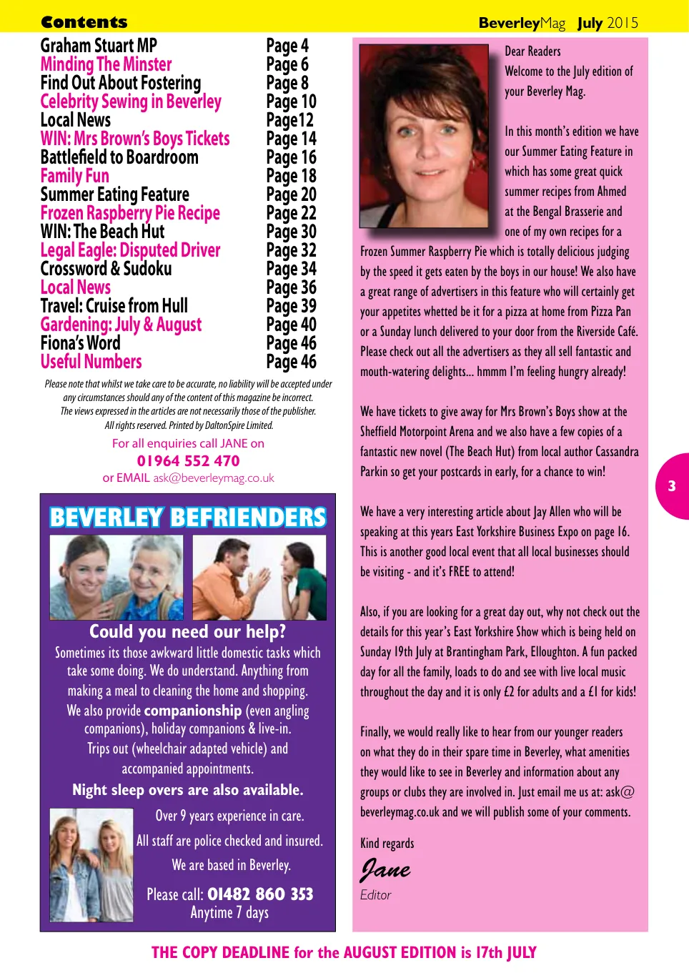 Beverley Magazine — July 2015 — Page 3 of 48