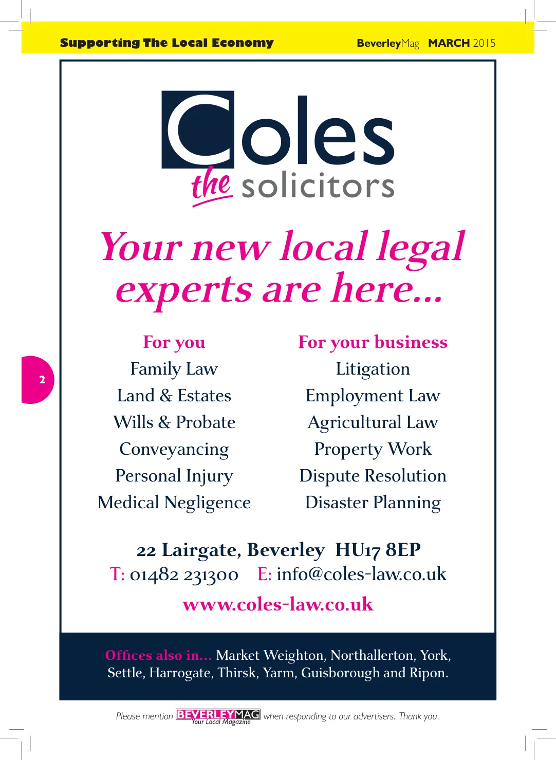 Beverley Magazine — March 2015 — Page 2 of 48