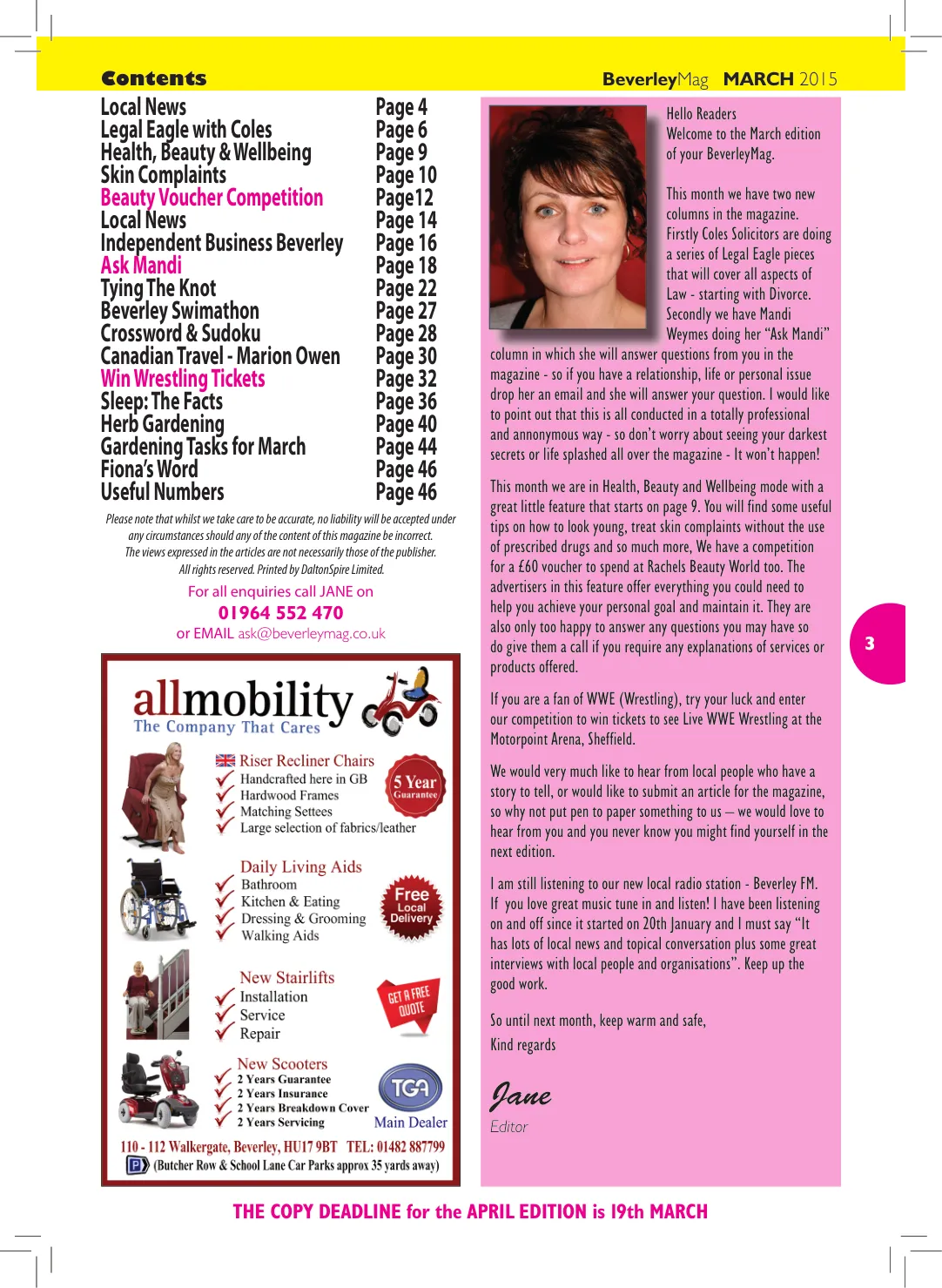 Beverley Magazine — March 2015 — Page 3 of 48