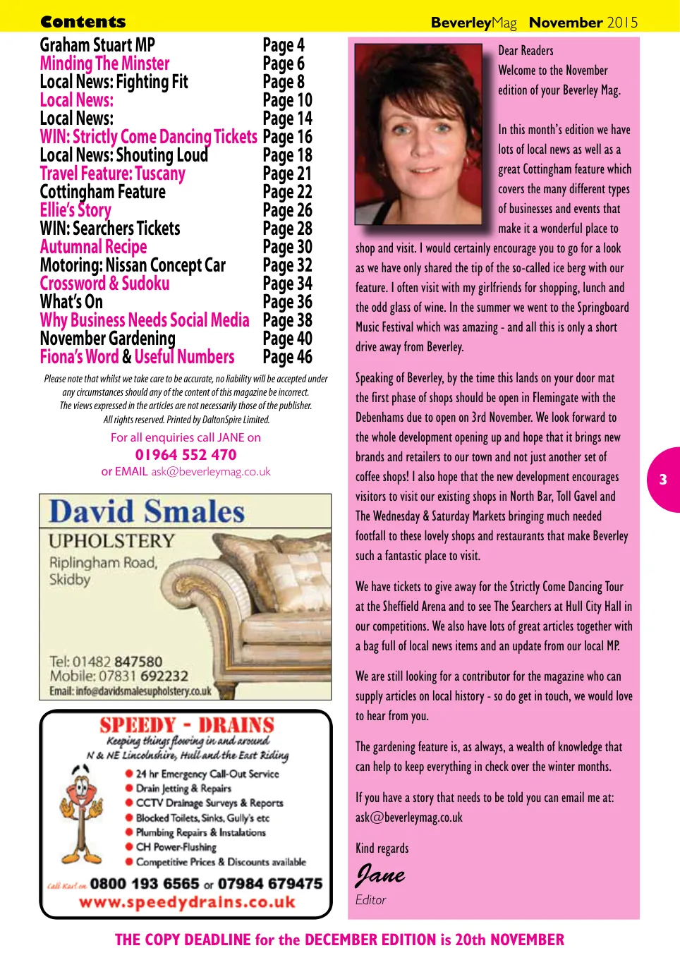 Beverley Magazine — November 2015 — Page 3 of 48