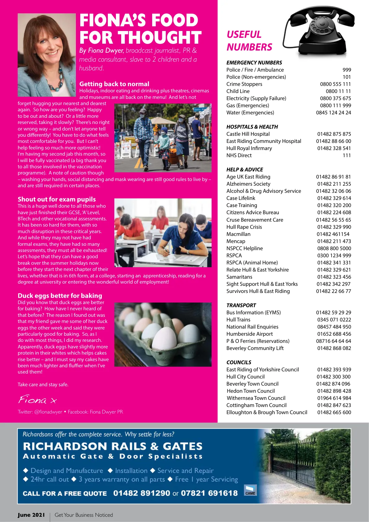 East Riding Magazine — June 2021 — Page 42 of 44